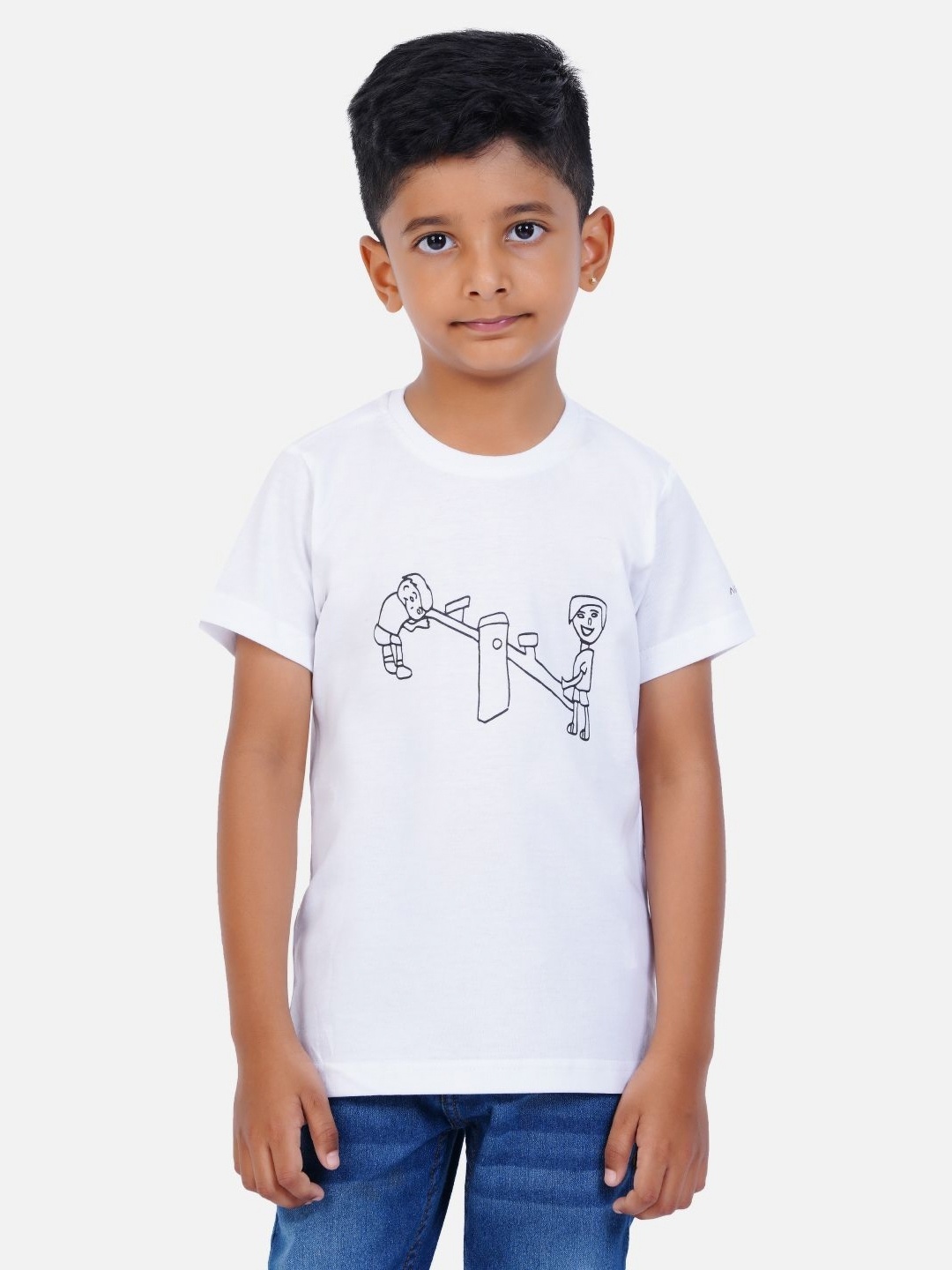 

AIR GARB Boys Typography 2 Printed Raw Edge T-shirt, Black