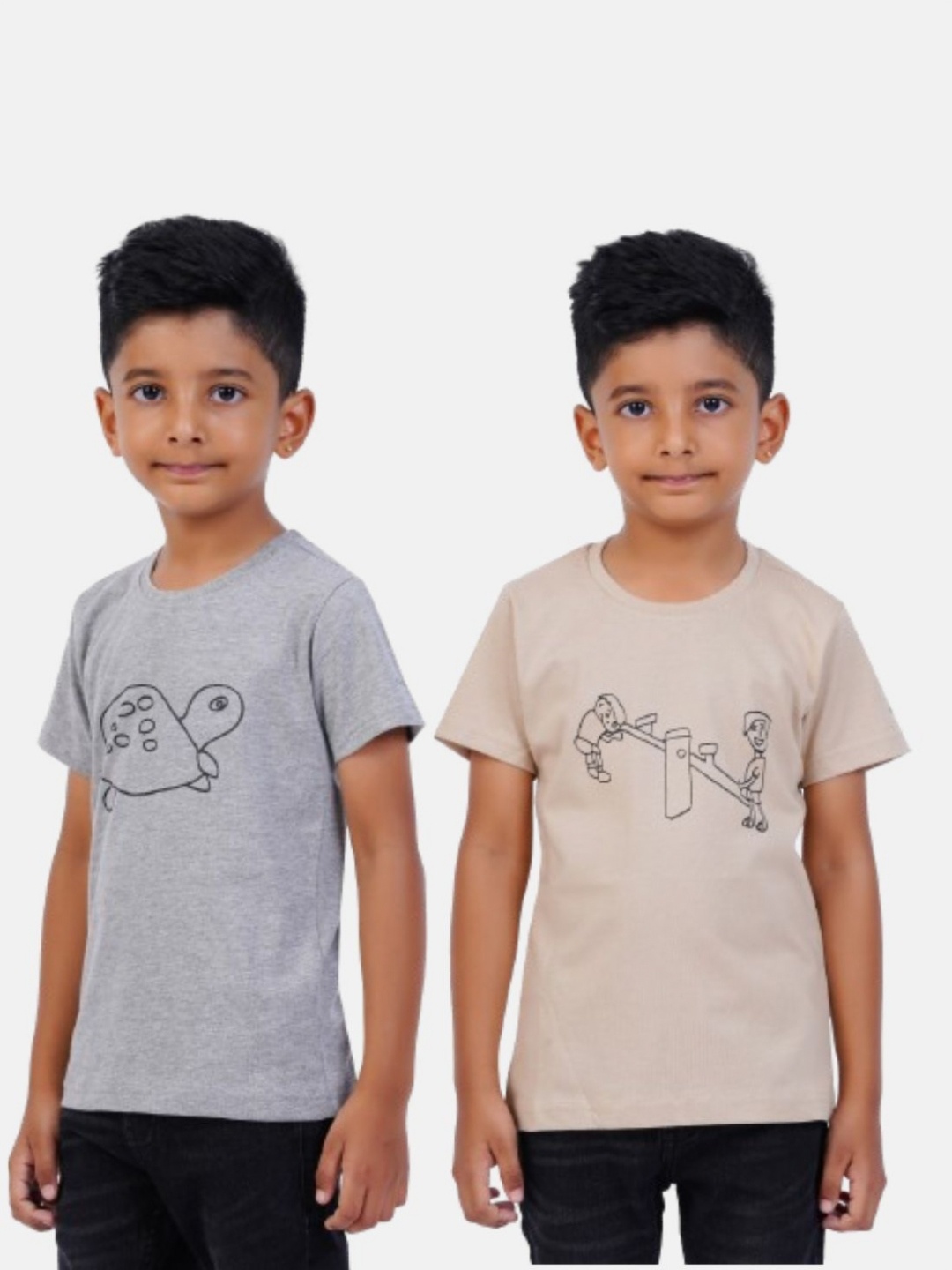 

AIR GARB Boys Typography 2 Printed T-shirt, Grey