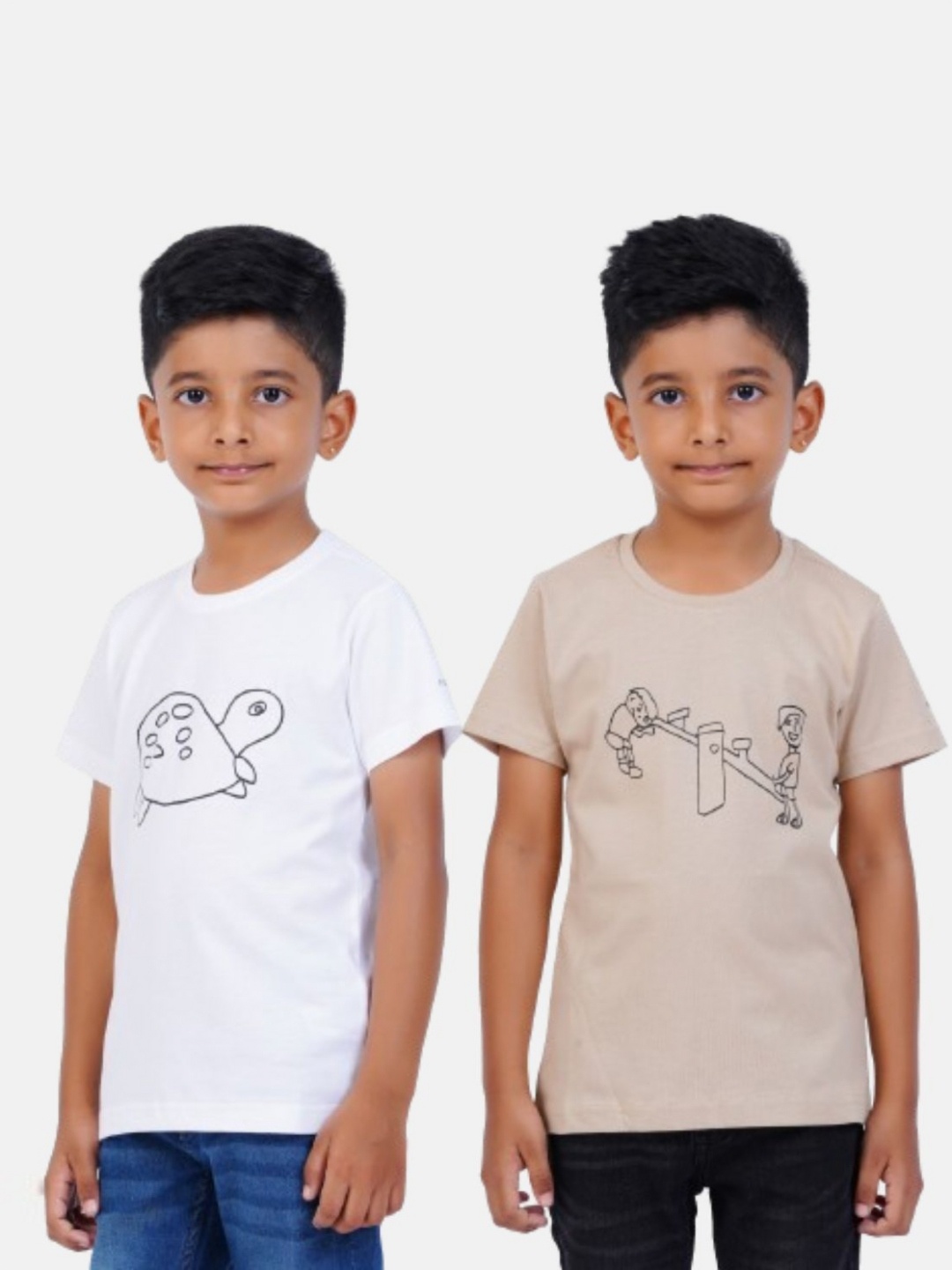AIR GARB Boys Typography 2 Printed Pockets T-shirt, White