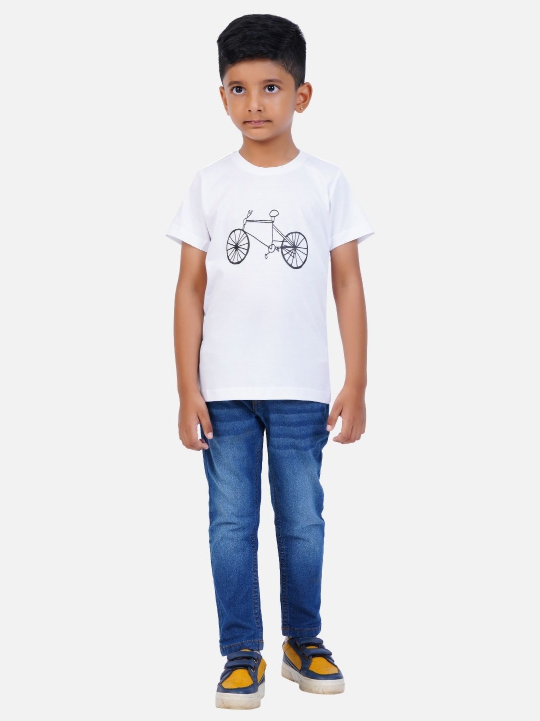 

AIR GARB Boys Biker 3 Printed Applique T-shirt, Black