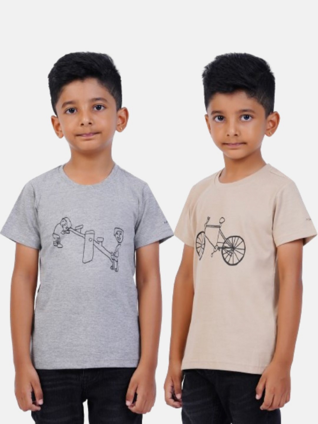 

AIR GARB Boys Typography 2 Printed Raw Edge T-shirt, Grey