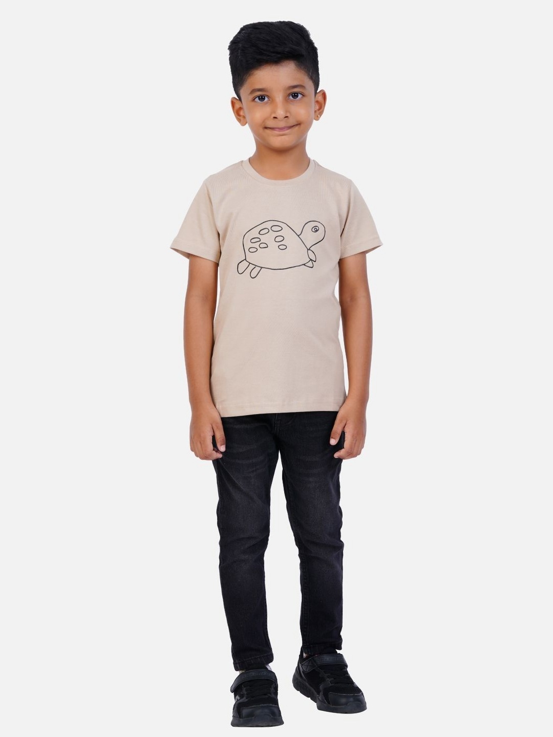 

AIR GARB Boys Typography 2 Printed Pockets T-shirt, Beige