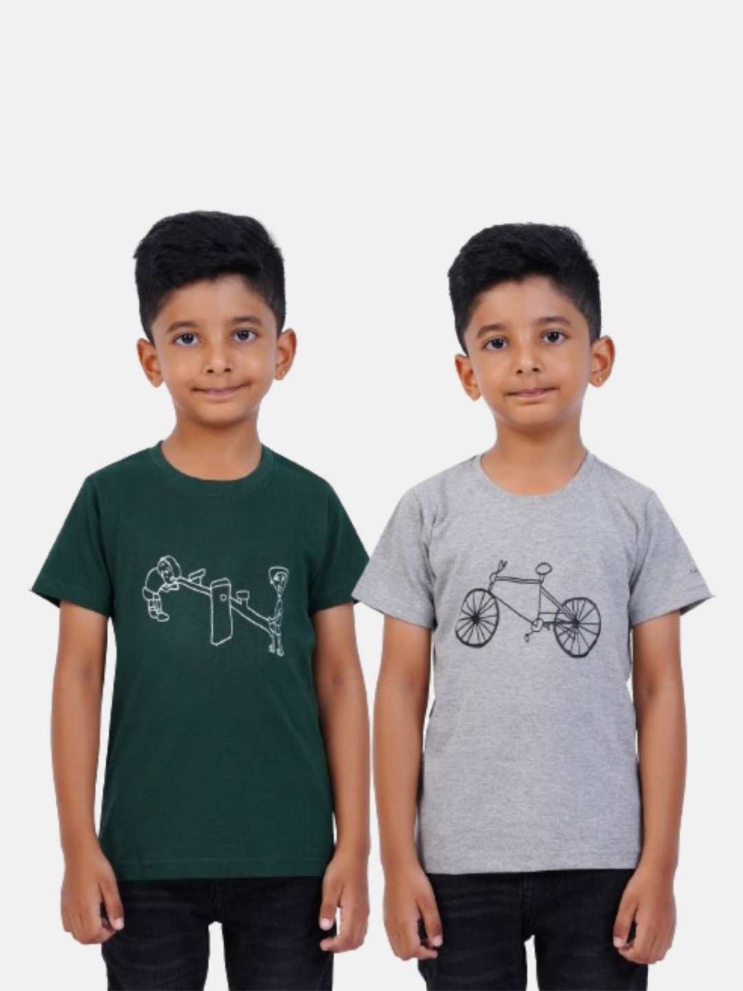 

AIR GARB Boys 2 Printed Pockets T-shirt, Green
