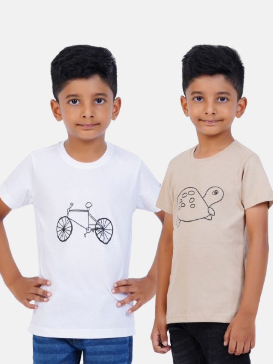 

AIR GARB Boys 2 Printed Raw Edge T-shirt, White