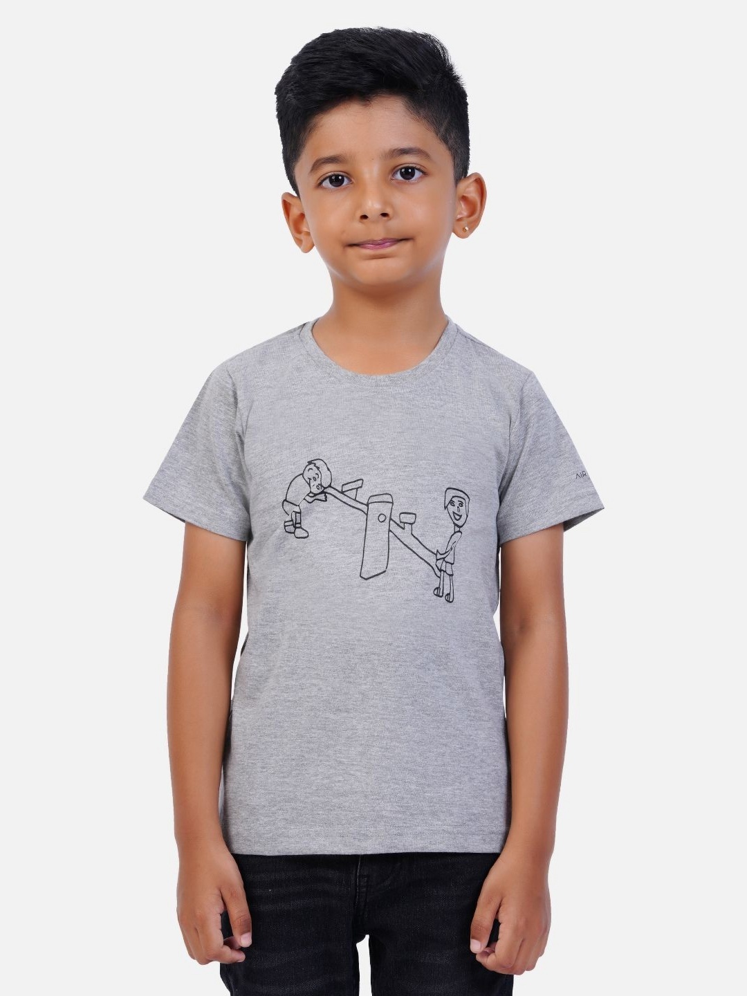 

AIR GARB Boys Biker 3 Printed Applique T-shirt, Black
