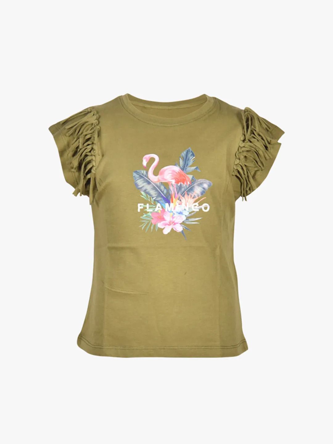 

BAESD Floral Print Flutter Sleeve Cotton Top, Green
