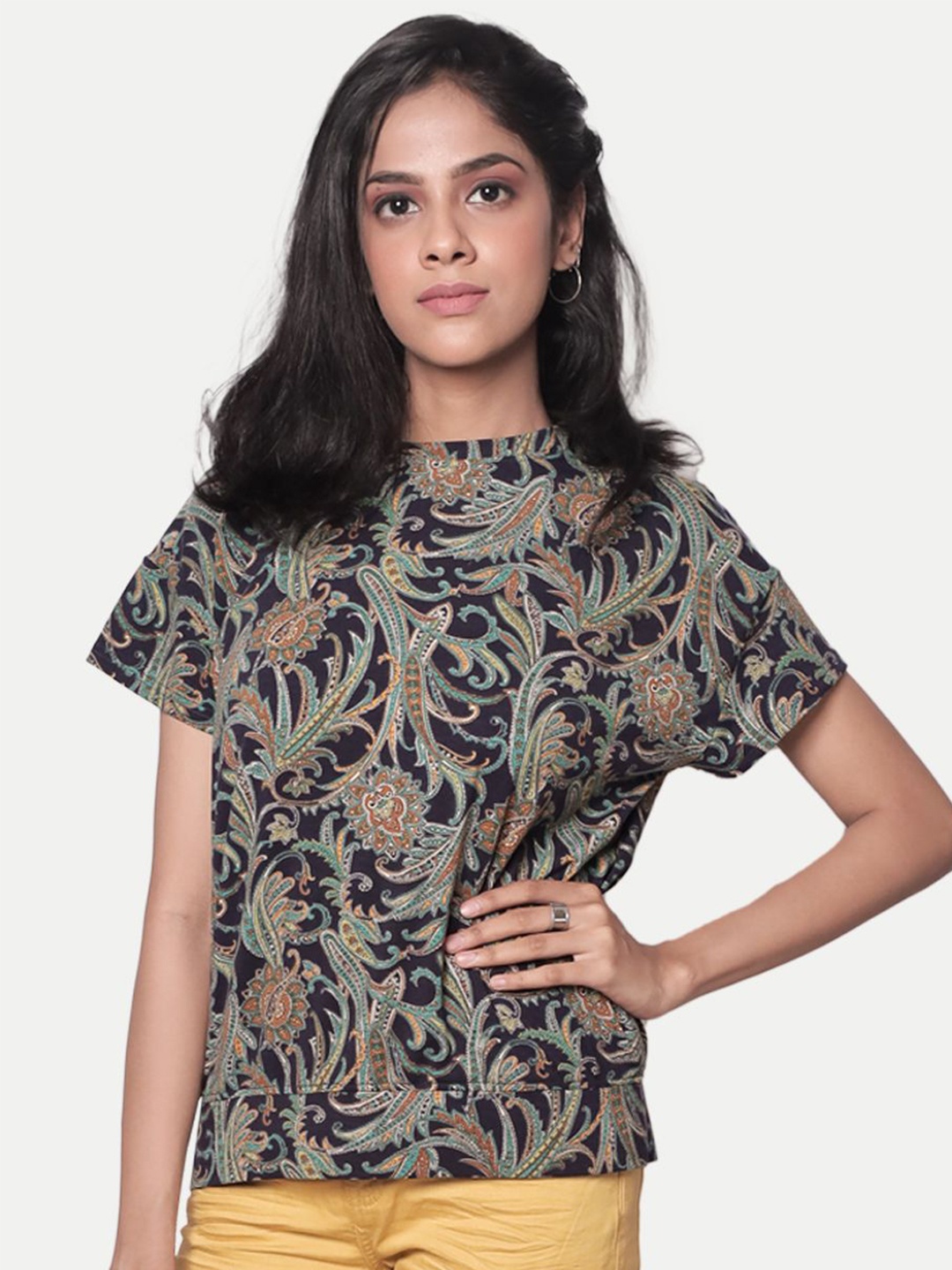 

BAESD Floral Print Cotton Top, Blue