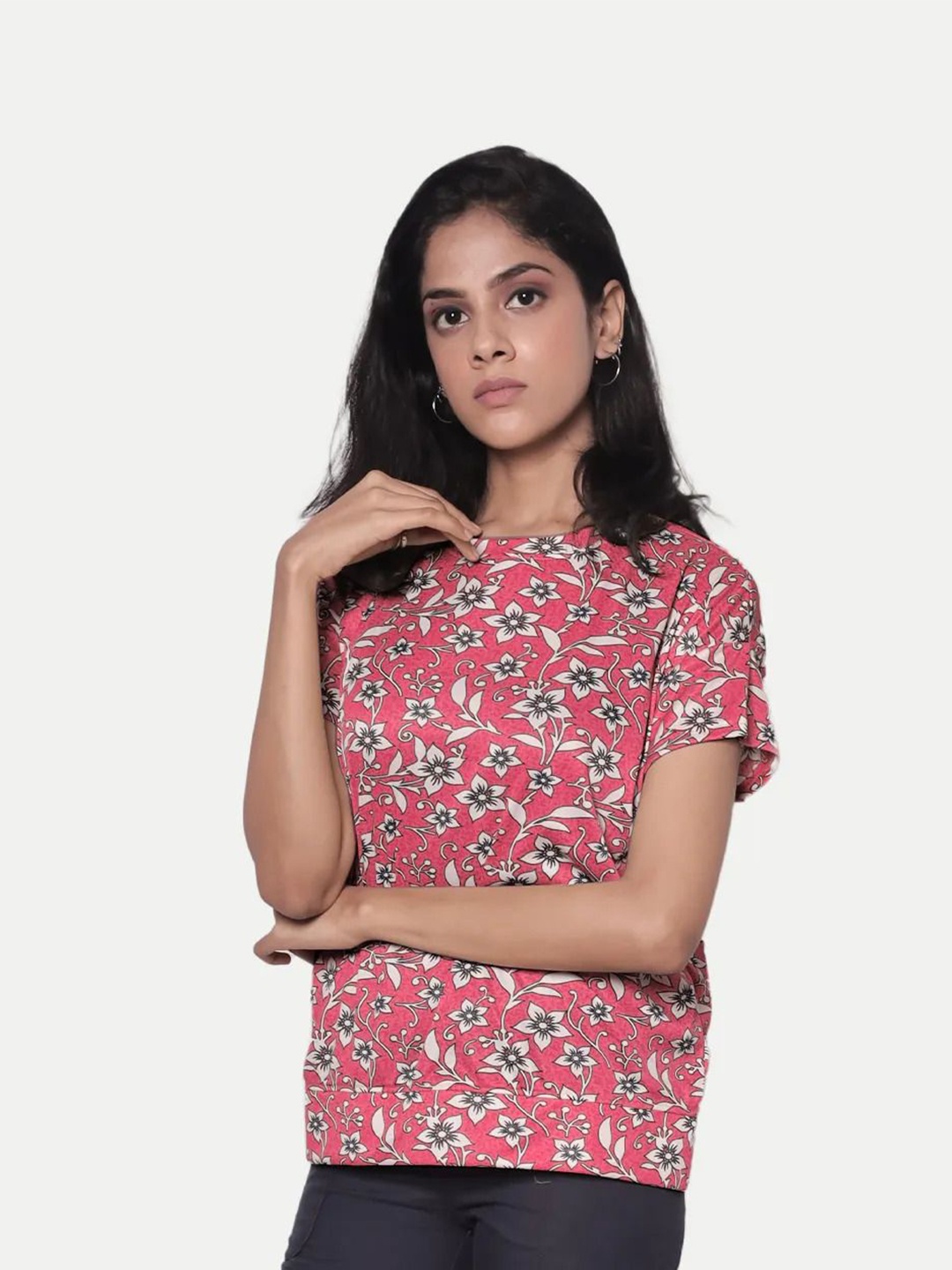 

BAESD Floral Print Cotton Top, Blue