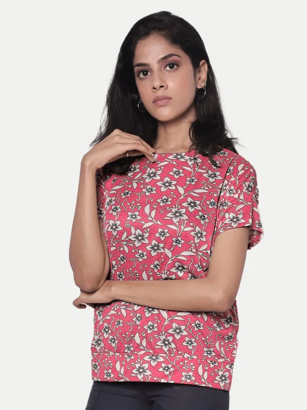 

BAESD Floral Print Cotton Top, Pink