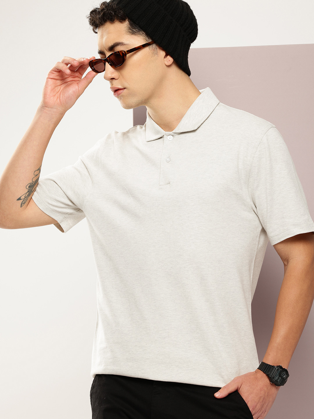 

Kook N Keech Men Polo Collar Pure Cotton T-shirt, Grey
