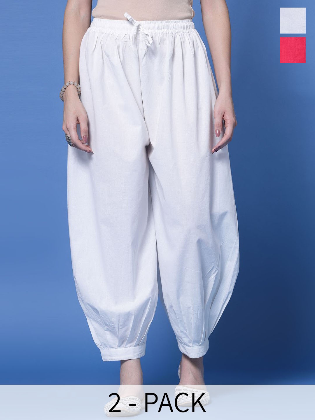 

Clora Creation Women Loose Fit Cotton Salwar, White