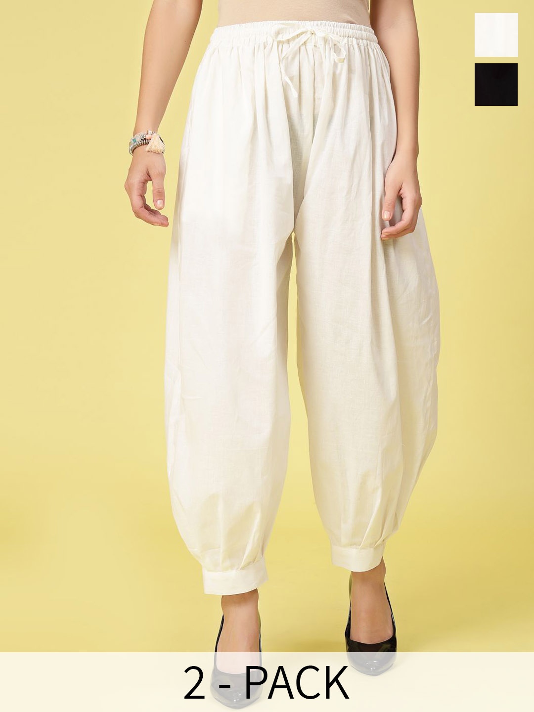 

Clora Creation Women Loose Fit Cotton Salwar, Cream