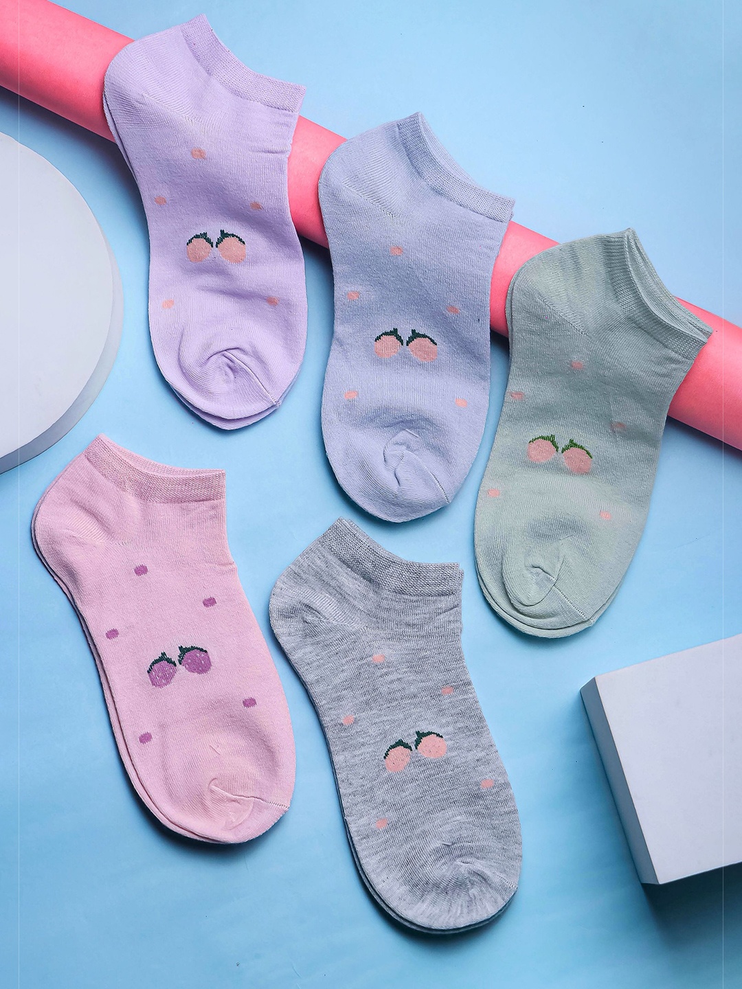 

Brauch Women Pack Of 5 Assorted Pure Cotton Ankle Length Socks