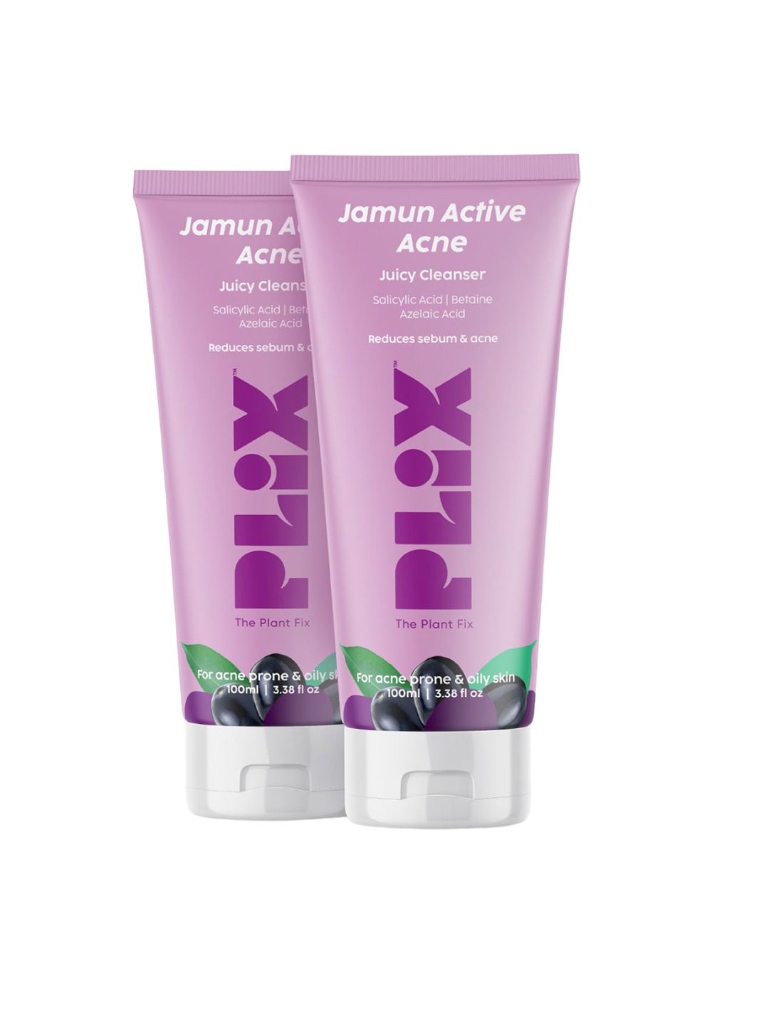 

PLIX THE PLANT FIX Set Of 2 Jamun Active Acne Juicy Cleanser - 100ml Each, Purple
