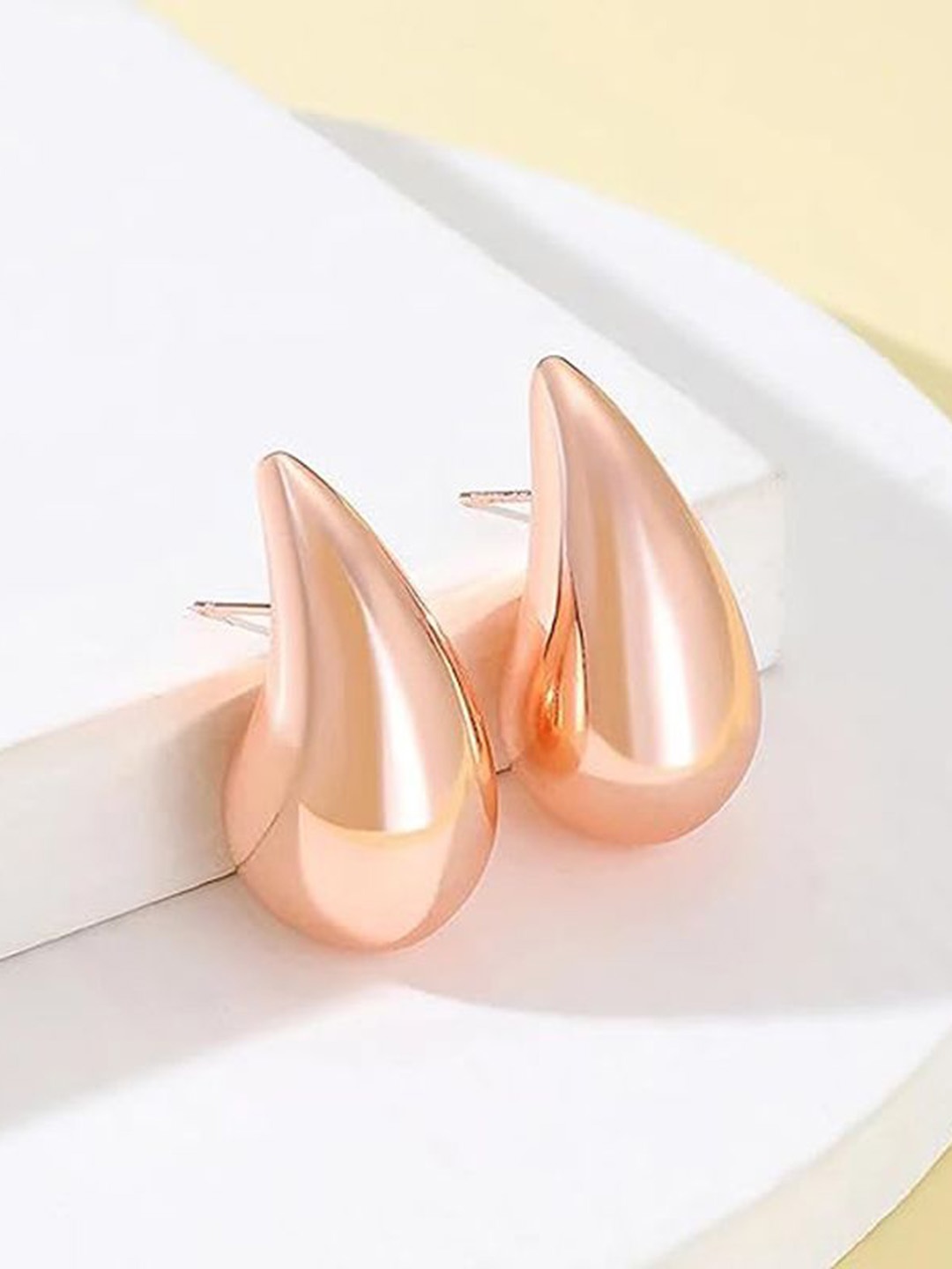 

925 SILLER 925 Pure Silver Rose Gold Tear Drop Stud Earrings