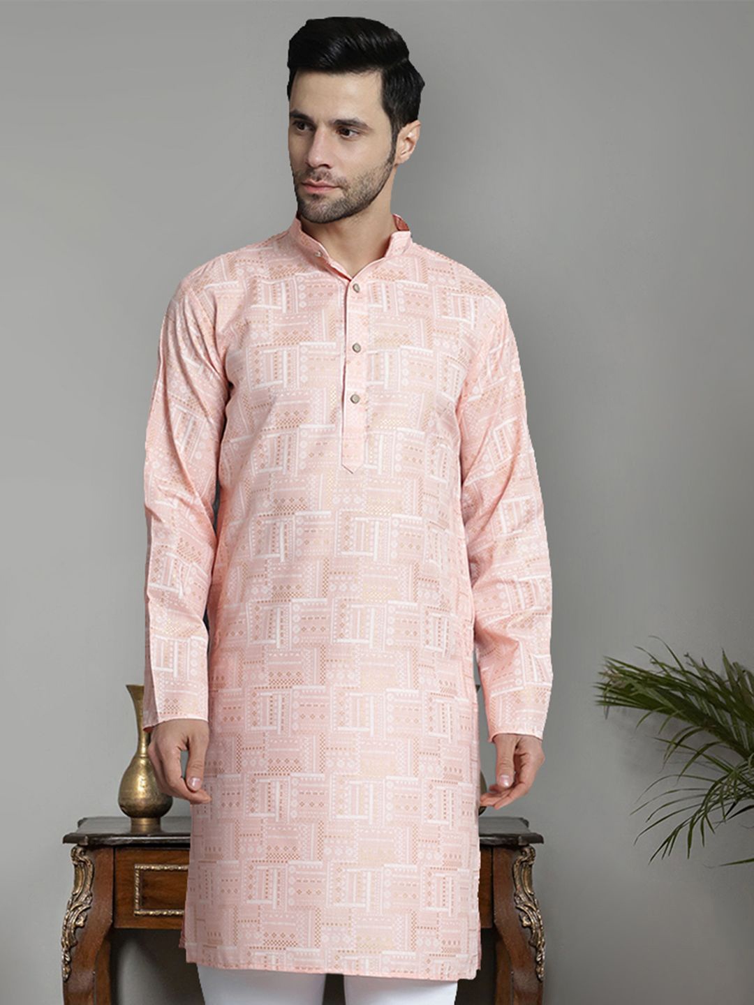 

Jompers Men Kurta, Peach