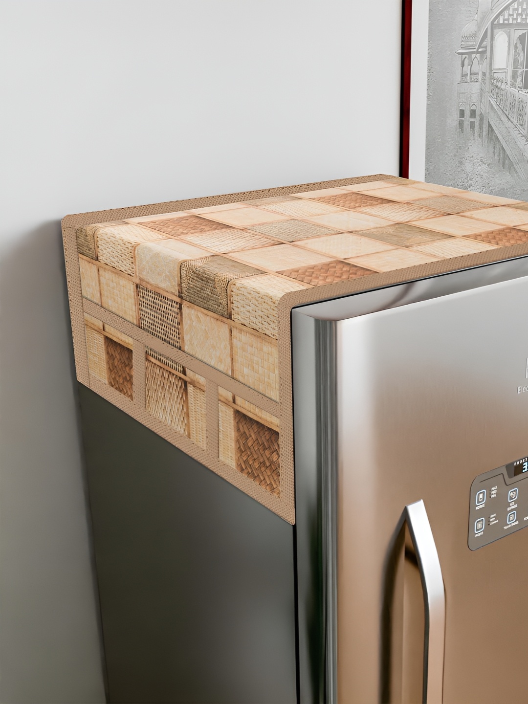 

Dakshya Industries Brown & Beige Printed Fridge Top Cover