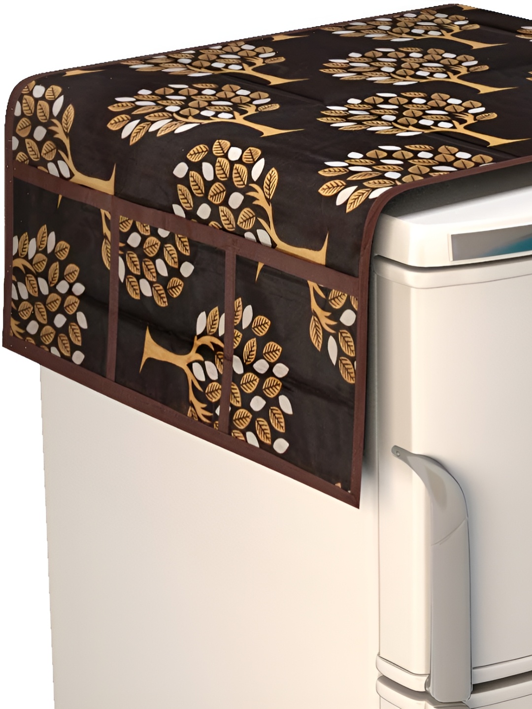 

Dakshya Industries Brown & Beige Printed Fridge Top Cover