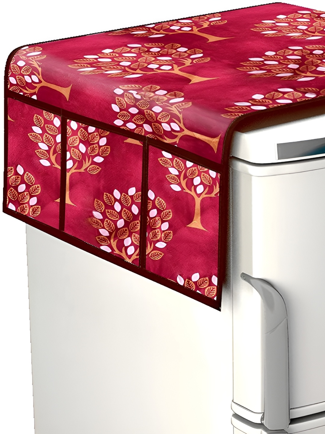 

Dakshya Industries Maroon & White Printed Fridge Top Cover
