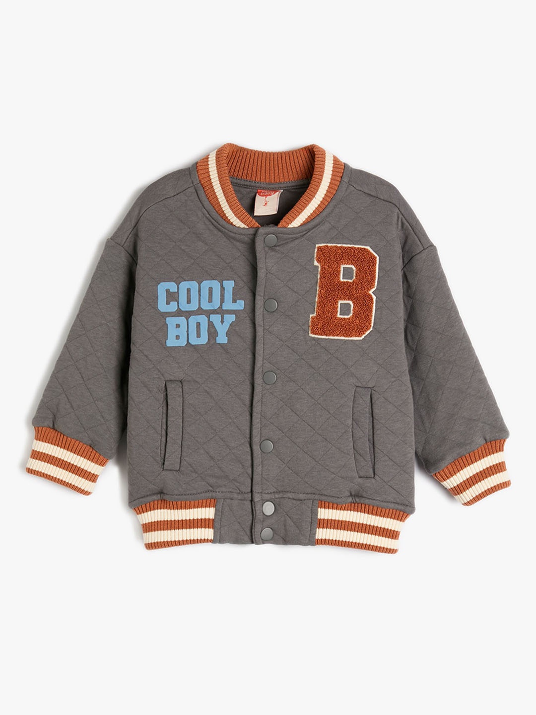 

Koton Boys Polyester Bomber with Patchwork Jacket, Grey
