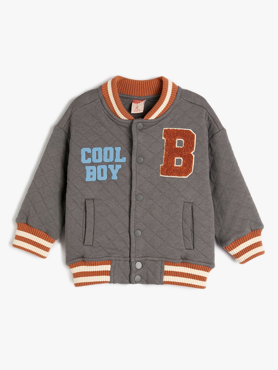 

Koton Boys Polyester Bomber with Patchwork Jacket, Grey