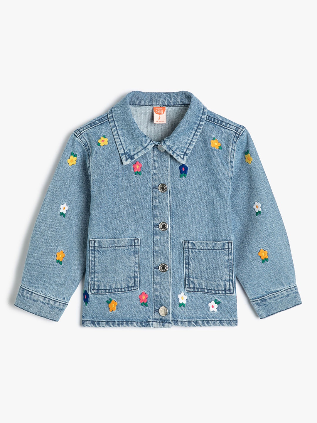 

Koton Girls Polyester Denim Jacket with Patchwork, Blue