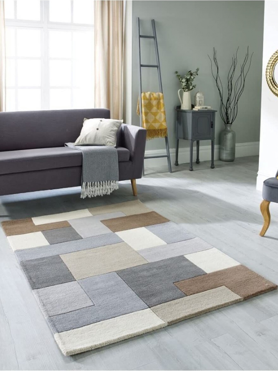 

Safiya Carpet Grey Geometric Hand-Tufted Woollen Carpets