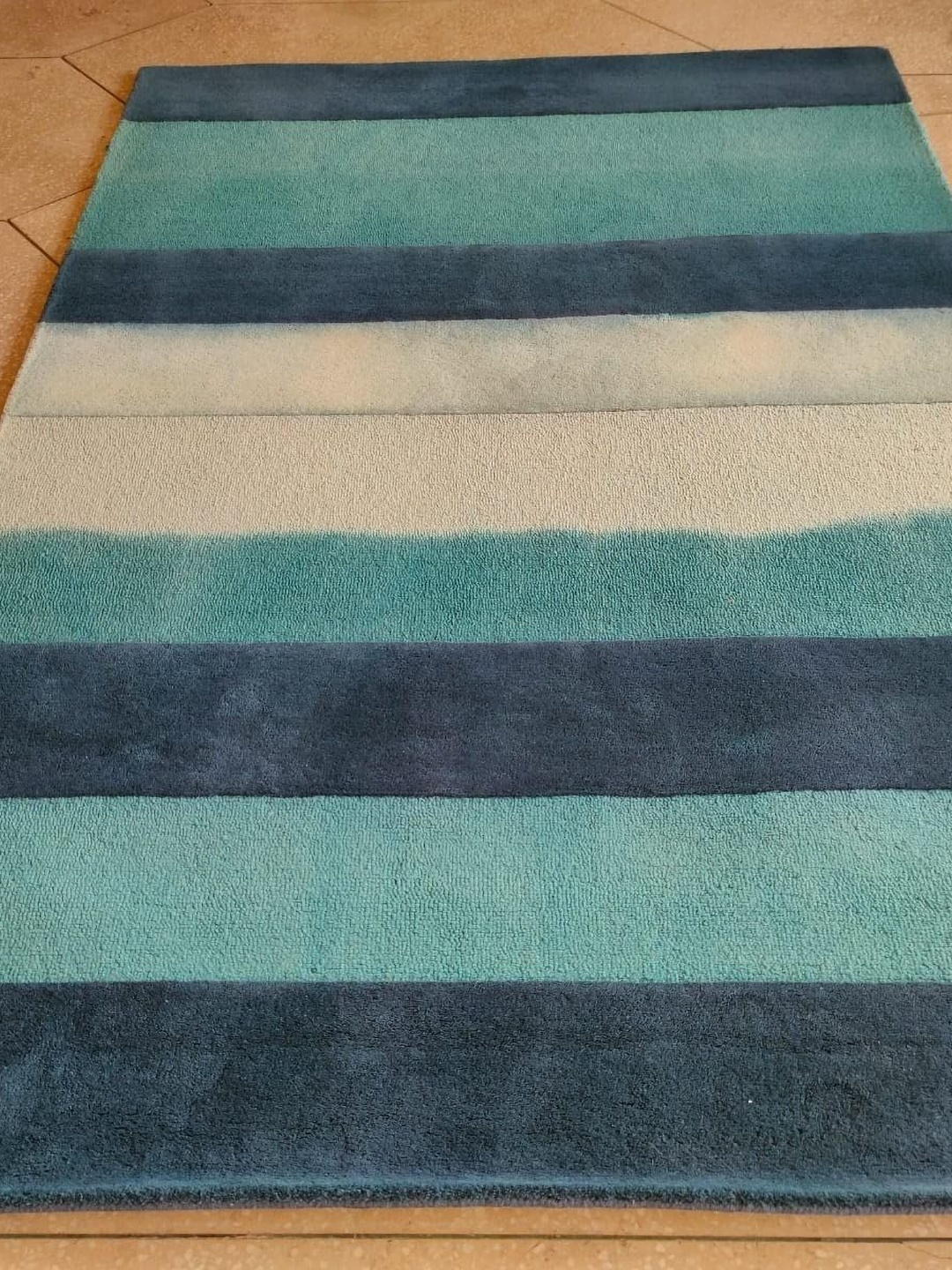 

Safiya Carpet Blue Striped Hand-Tufted Woollen Carpets