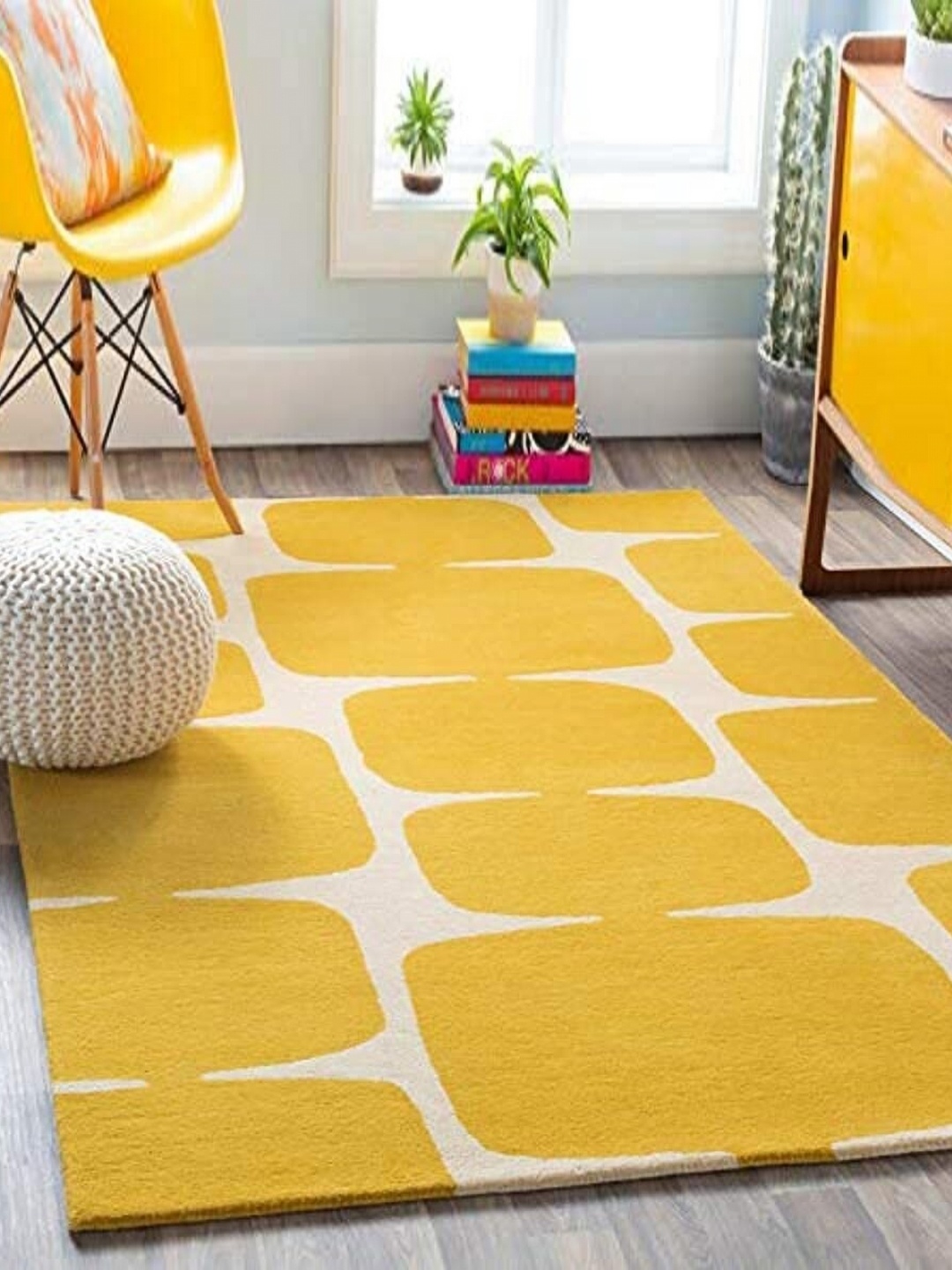 

Safiya Carpet Yellow Geometric Hand-Tufted Woollen Carpets