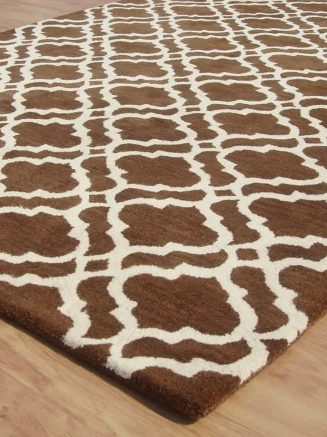 

Safiya Carpet Brown Geometric Hand-Tufted Woollen Carpets