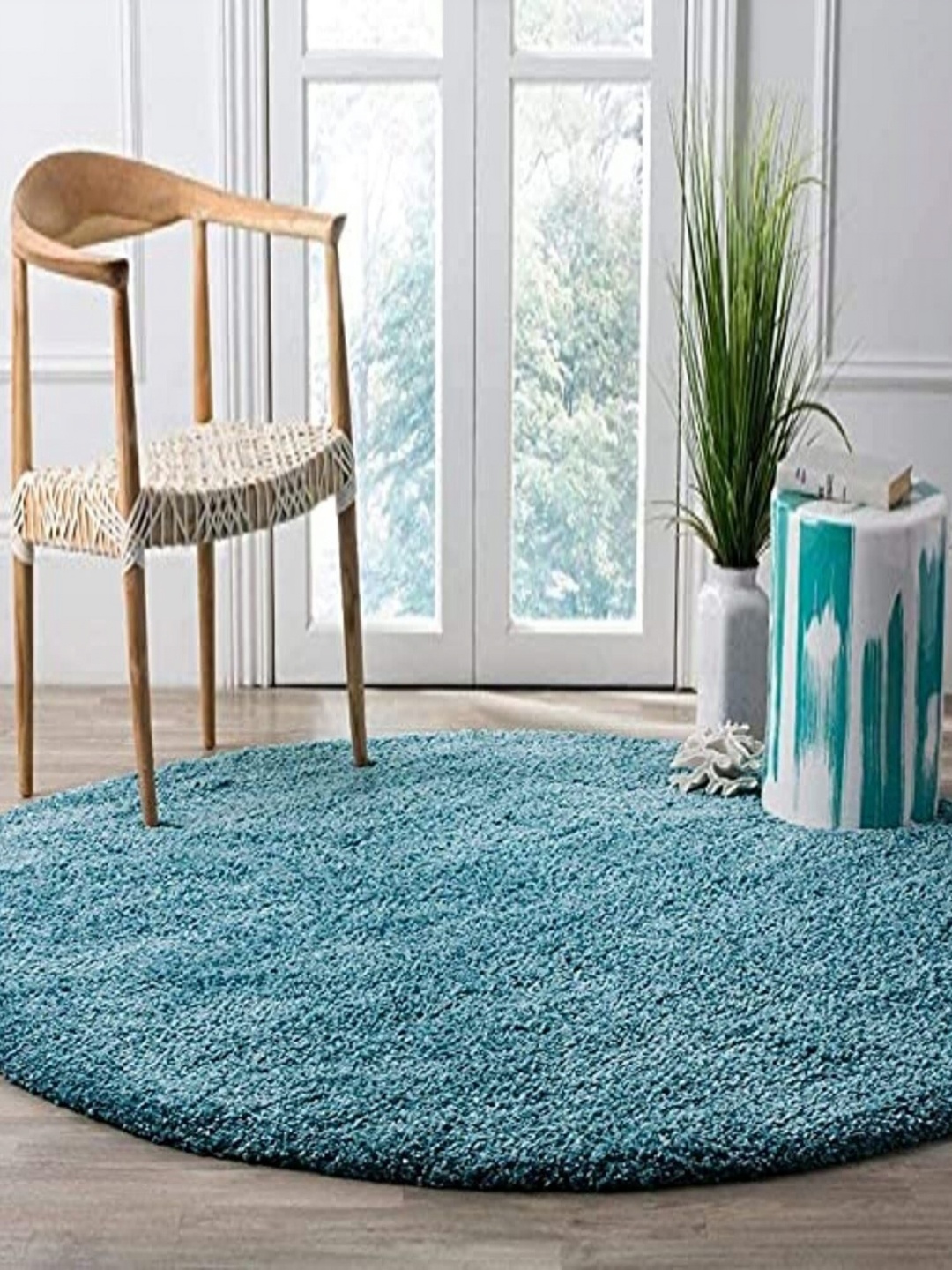 

Safiya Carpet Blue Solid Anti-Skid Polyester Carpets