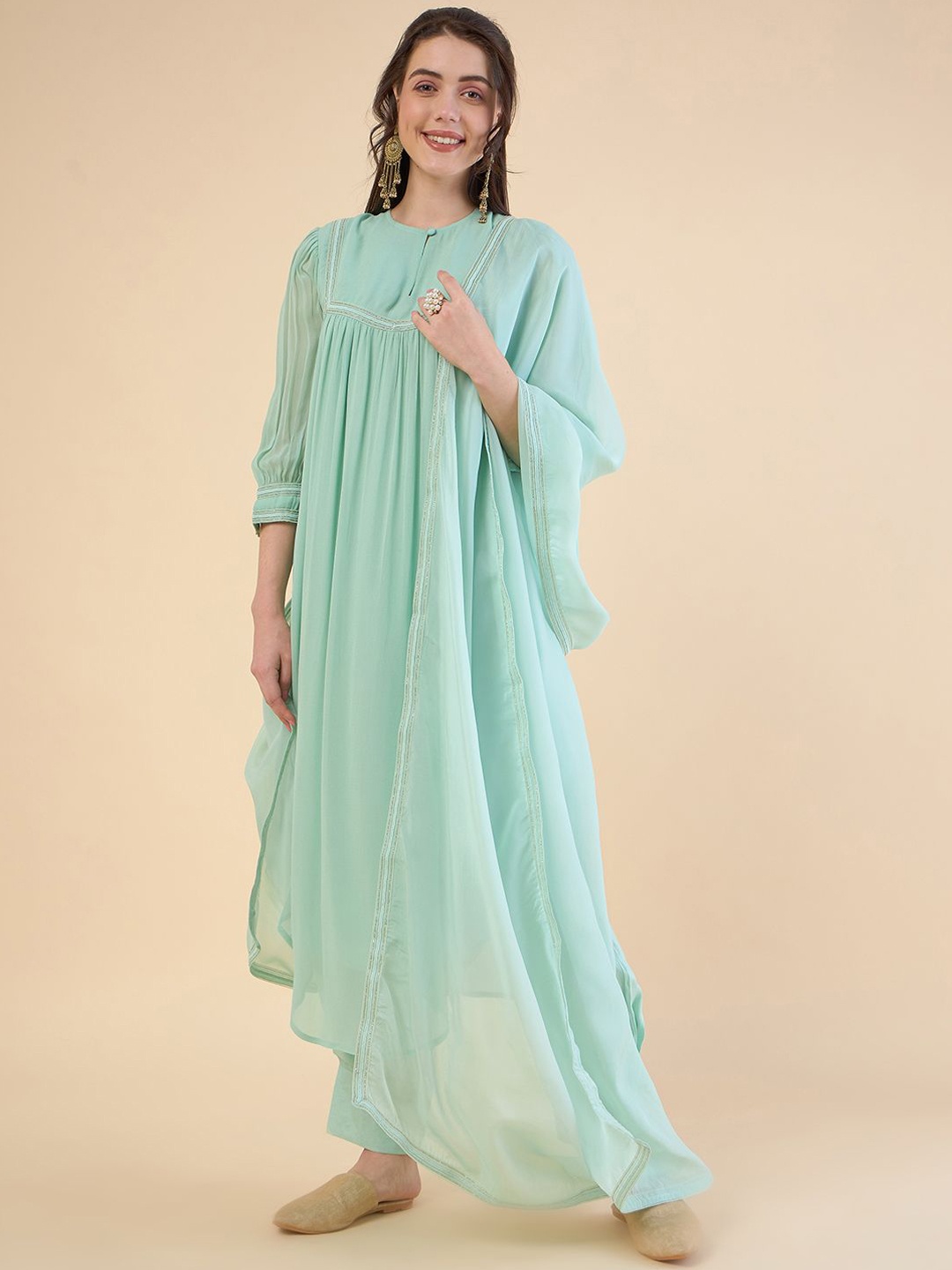 

ADORNIA Women Empire Kurta with Salwar & With Dupatta, Sea green