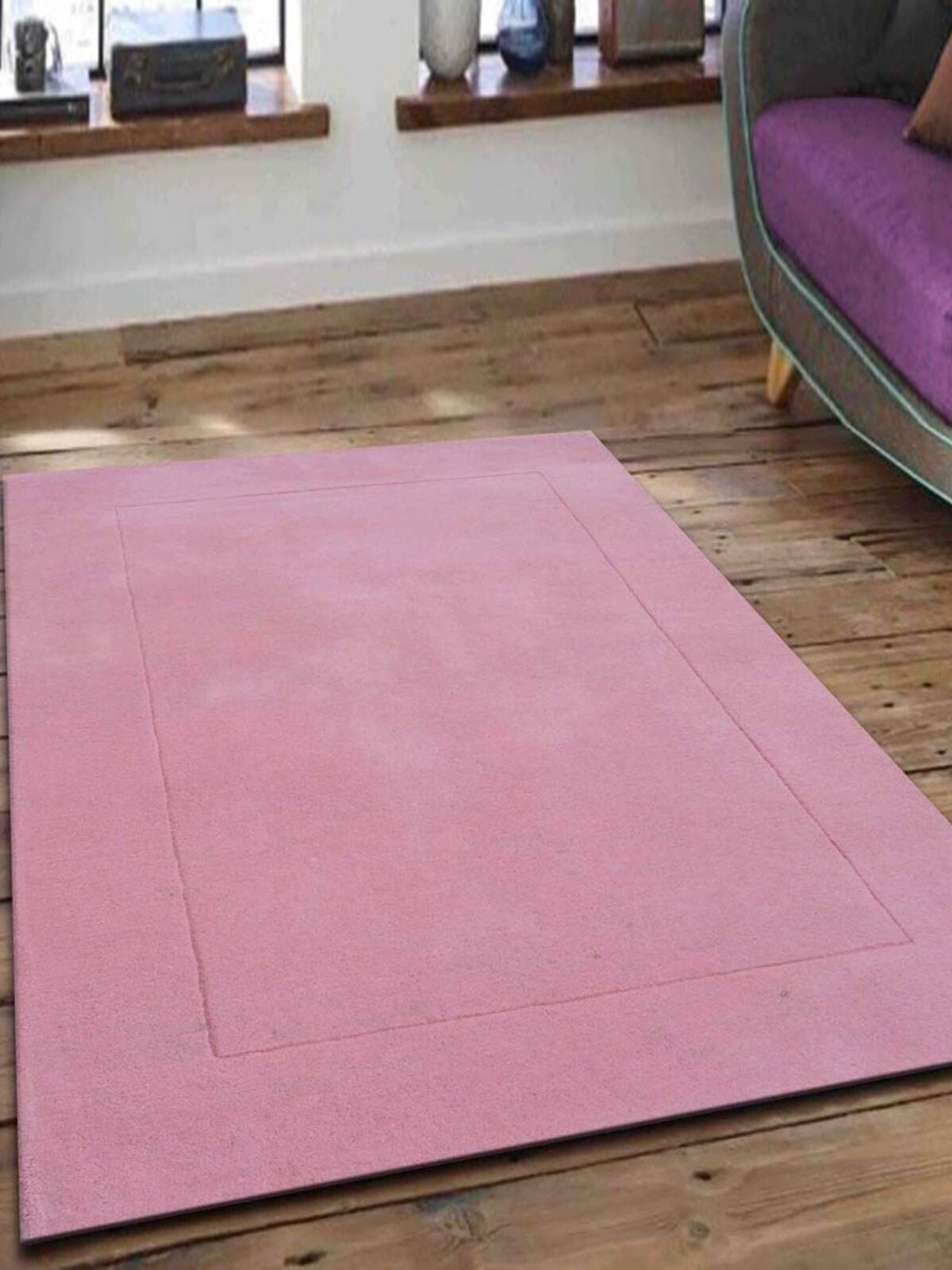 

Safiya Carpet Pink Solid Woollen Carpets