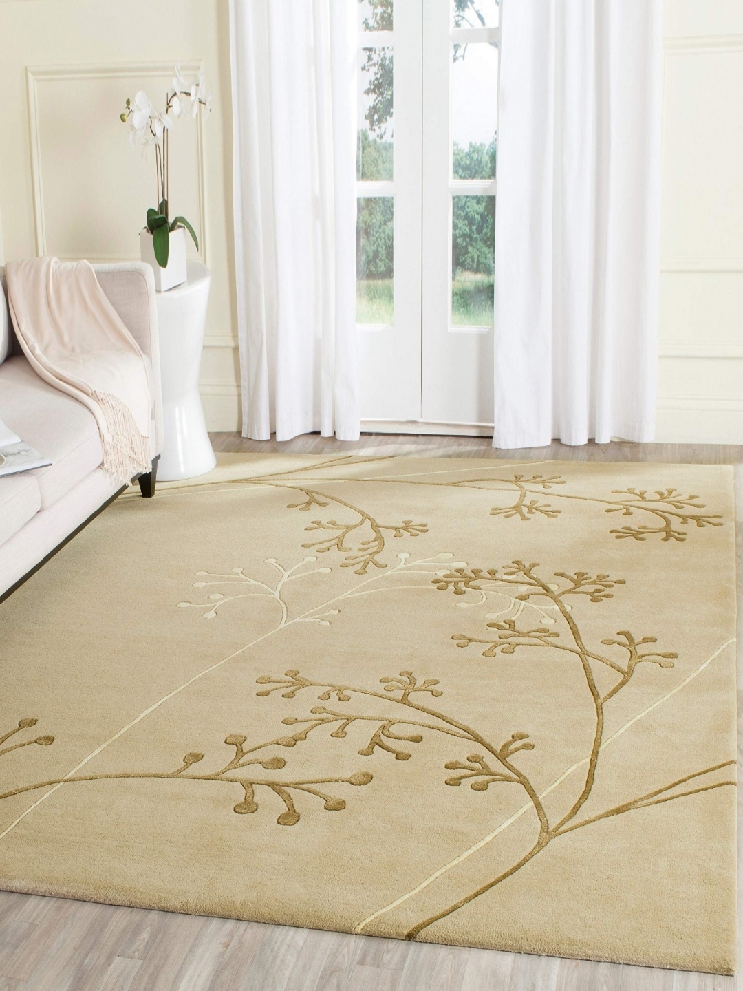 

Safiya Carpet Beige Floral Woollen Carpets