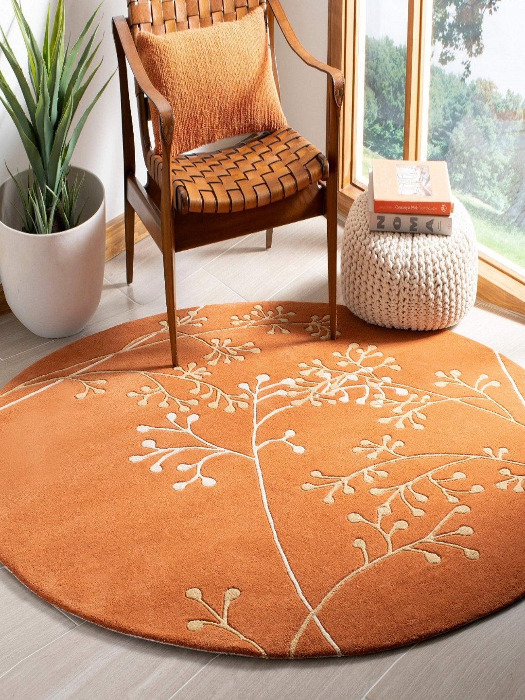 

Safiya Carpet Orange Ethnic Motifs Hand-Tufted Woollen Carpets