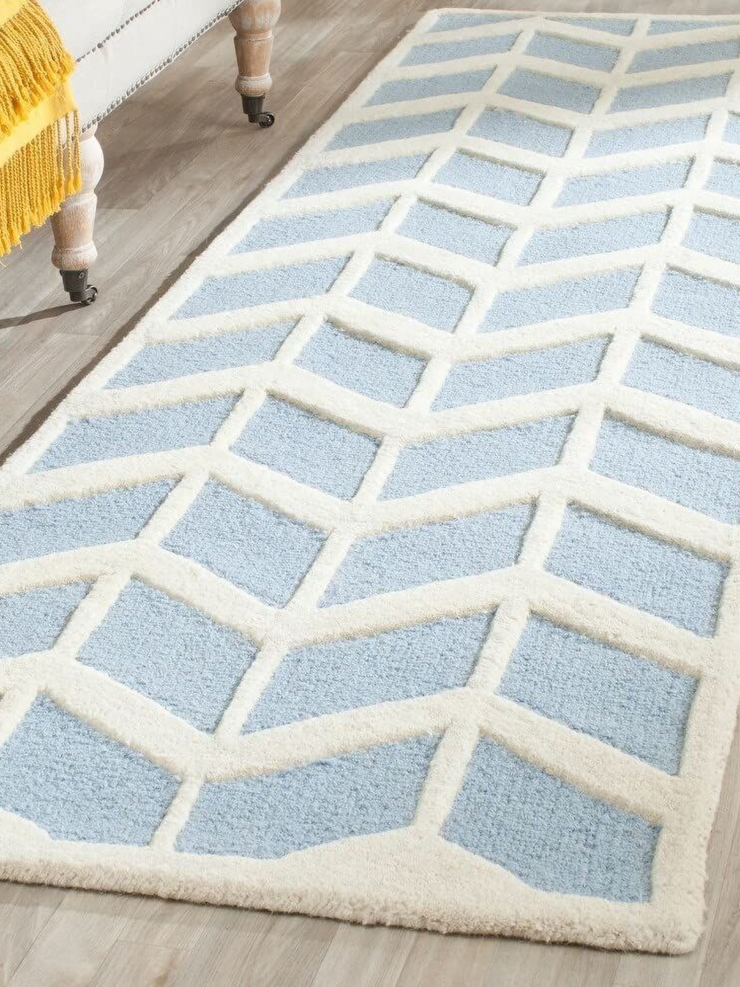 

Safiya Carpet Blue Geometric Hand-Tufted Woollen Carpets