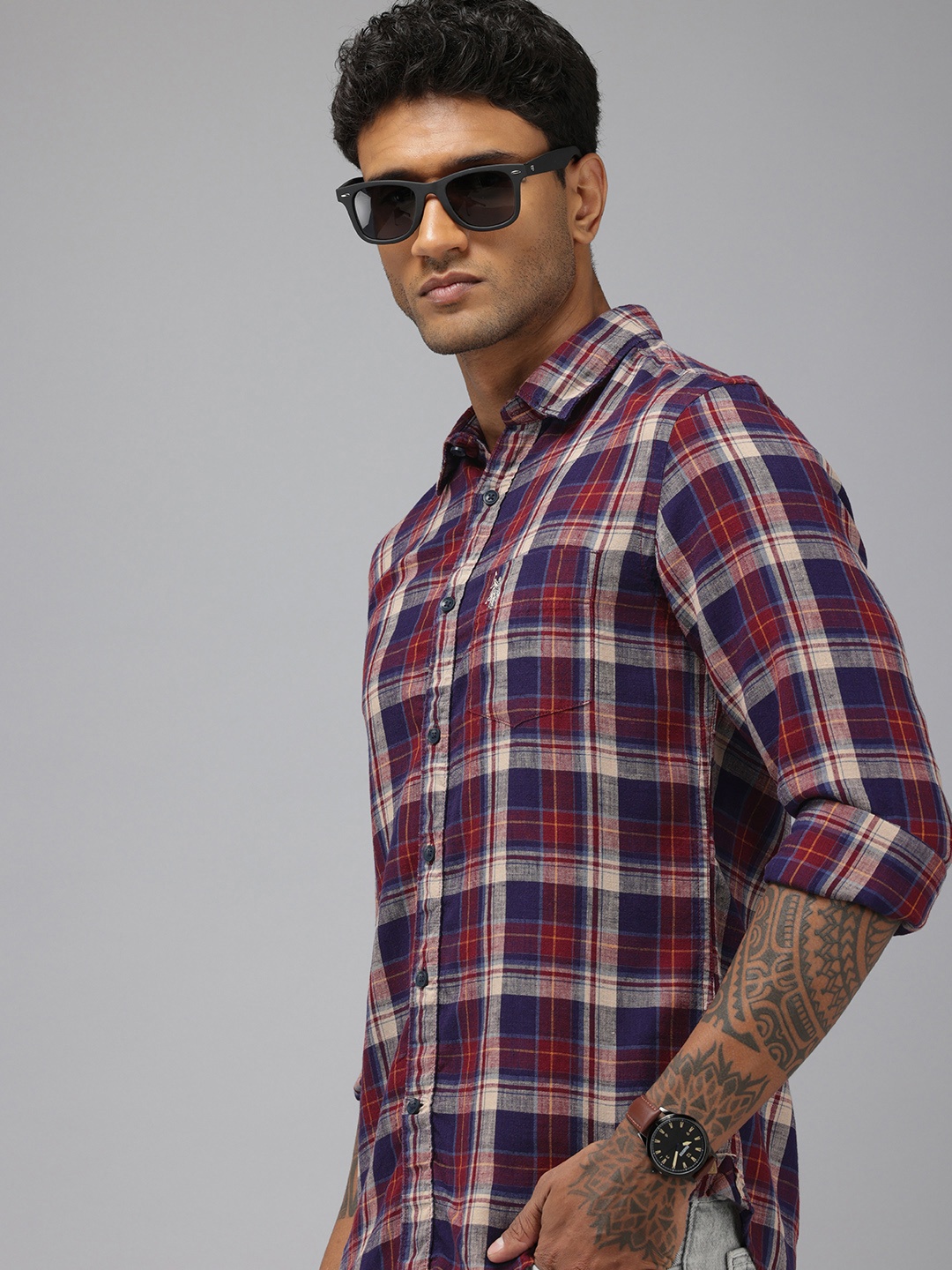 

U.S. Polo Assn. Denim Co. Slim Fit Checked Casual Shirt, Maroon