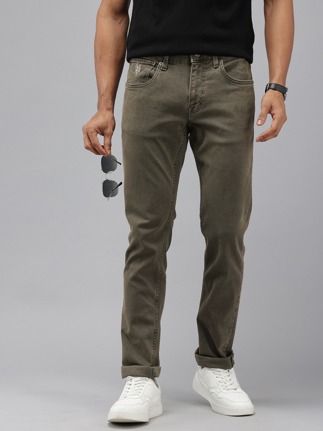 

U.S. Polo Assn. Denim Co. Men Slim Tapered Fit Stretchable Jeans, Olive