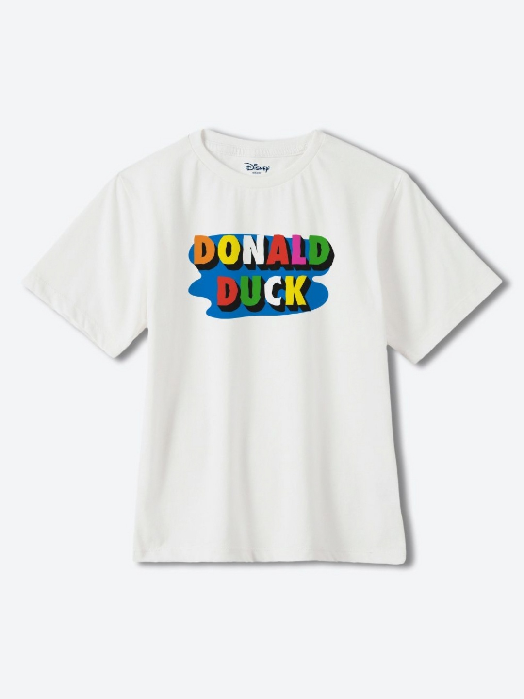 

YK Disney Boys Typography Donald Duck Printed Applique T-shirt, Off white