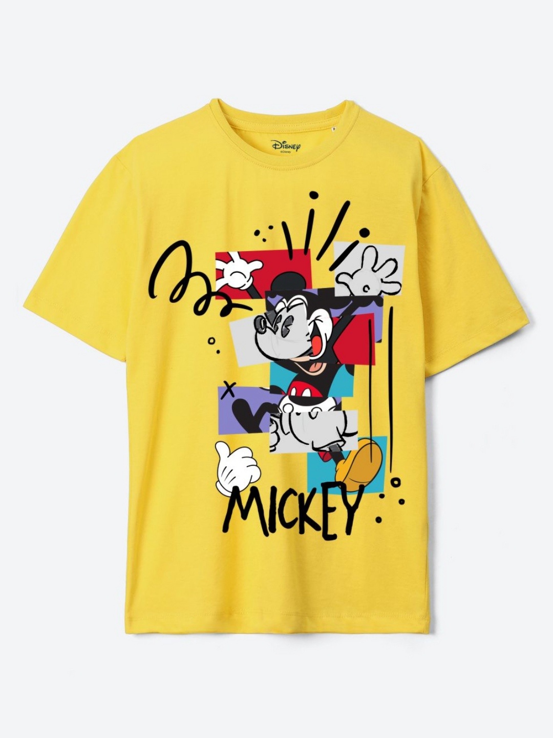 

YK Disney Boys Mickey Mouse Printed Applique T-shirt, Yellow