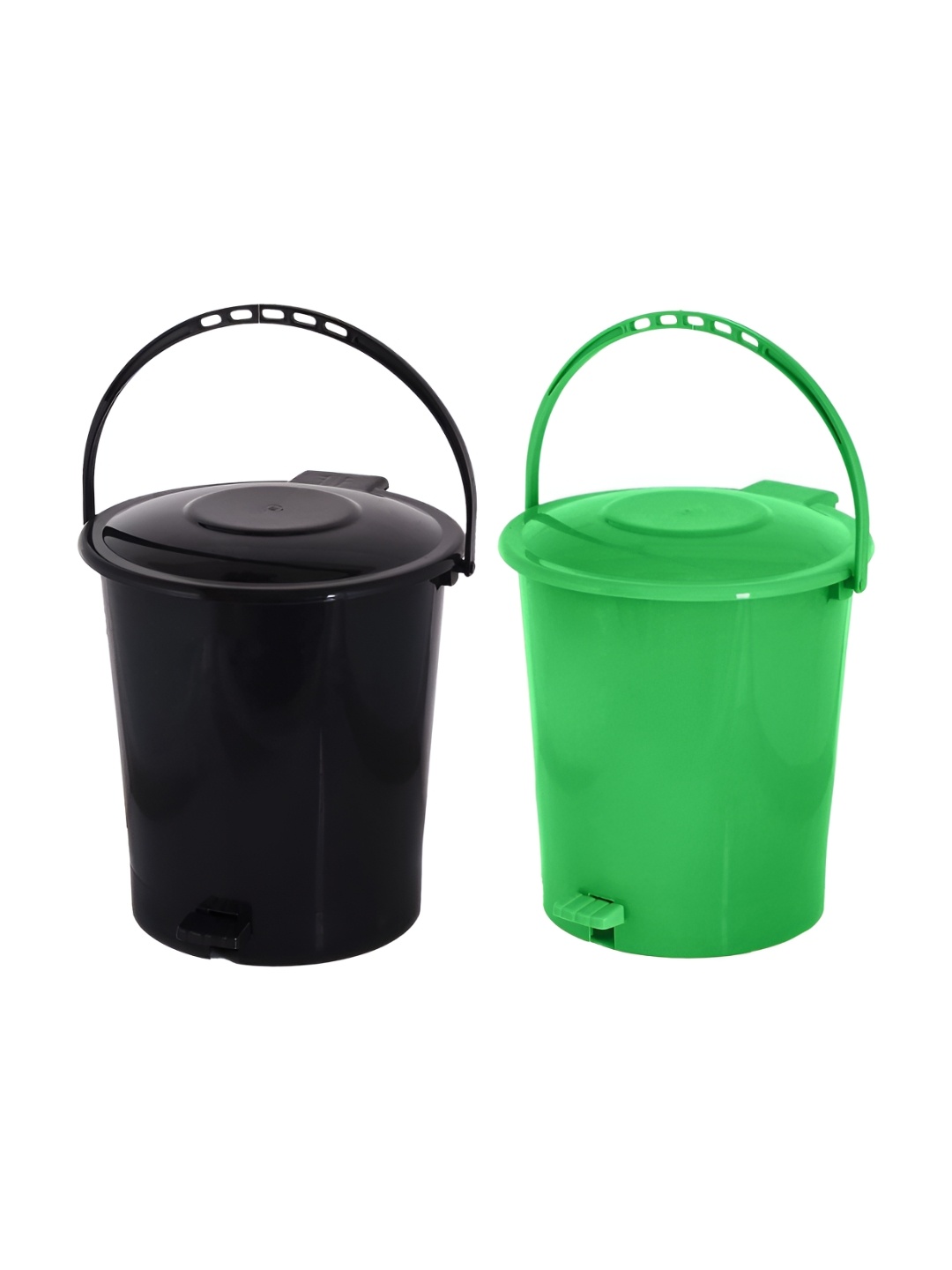 

Kuber Industries 2Pcs Black & Green Plastic Open Dustbins - 10 L Each