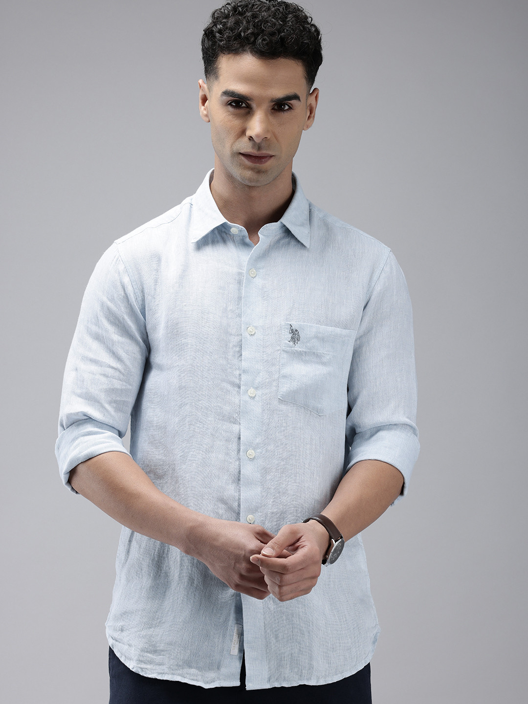 

U.S. Polo Assn. Pure Linen Tailored Fit Casual Shirt, Blue