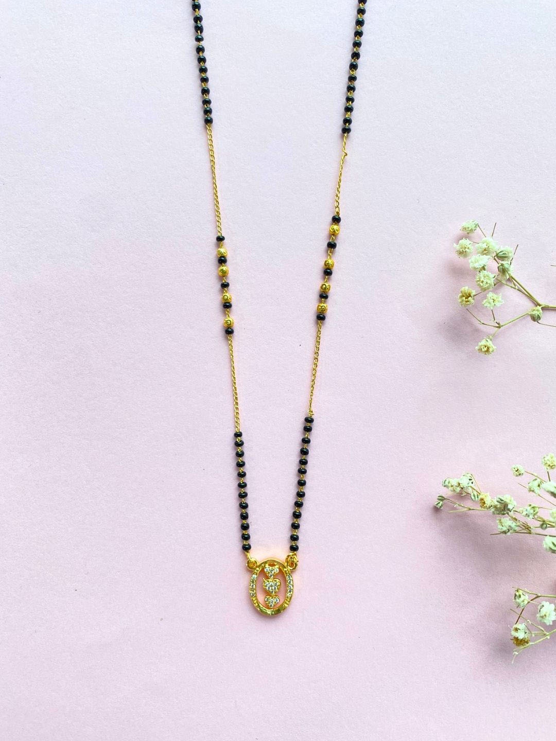 

Zeraki Jewels Gold-Plated Artificial Stones and Beads Mangalsutra