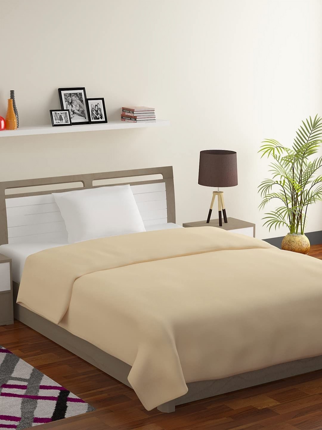 

CHICERY Beige Fleece Mild Winter 210 GSM Single Bed Blanket