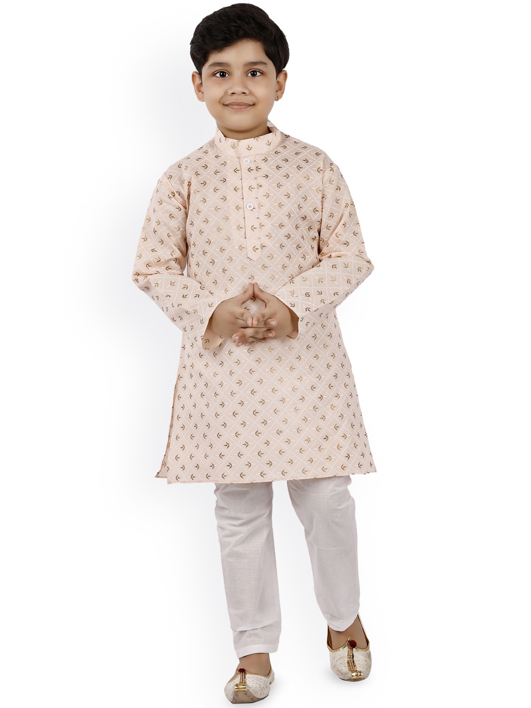 

BAESD Boys Ethnic Motifs Printed Regular Kurta with Pyjamas, Orange