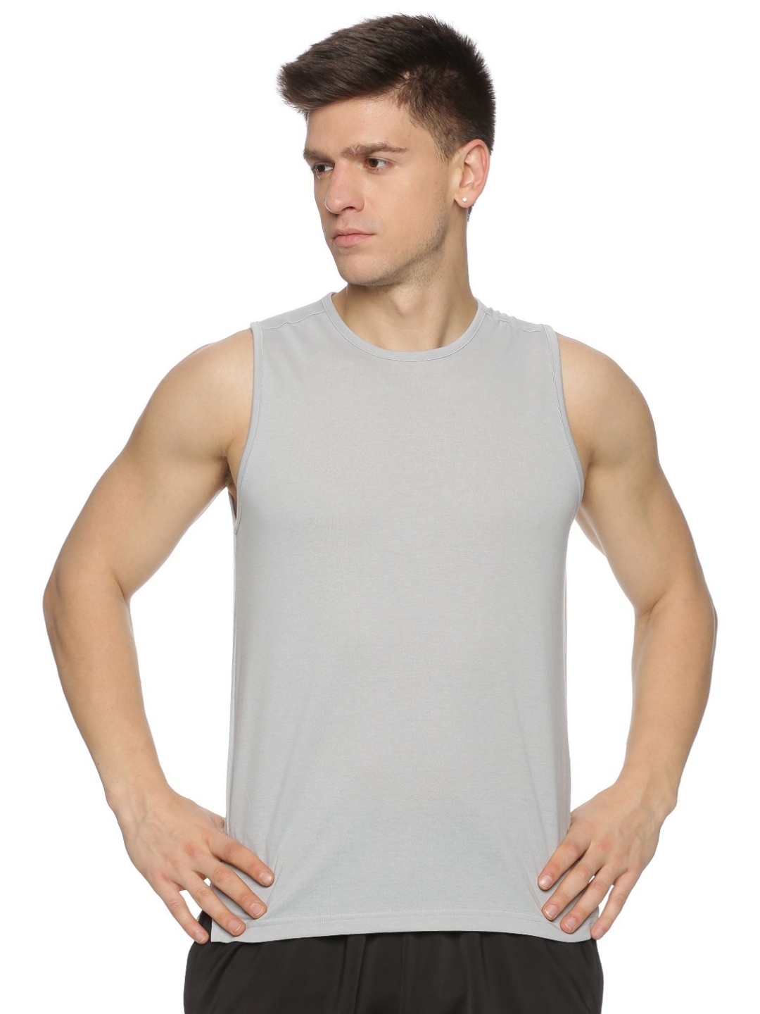

DOMIN8 Men Raw Edge Slim Fit T-shirt, Grey