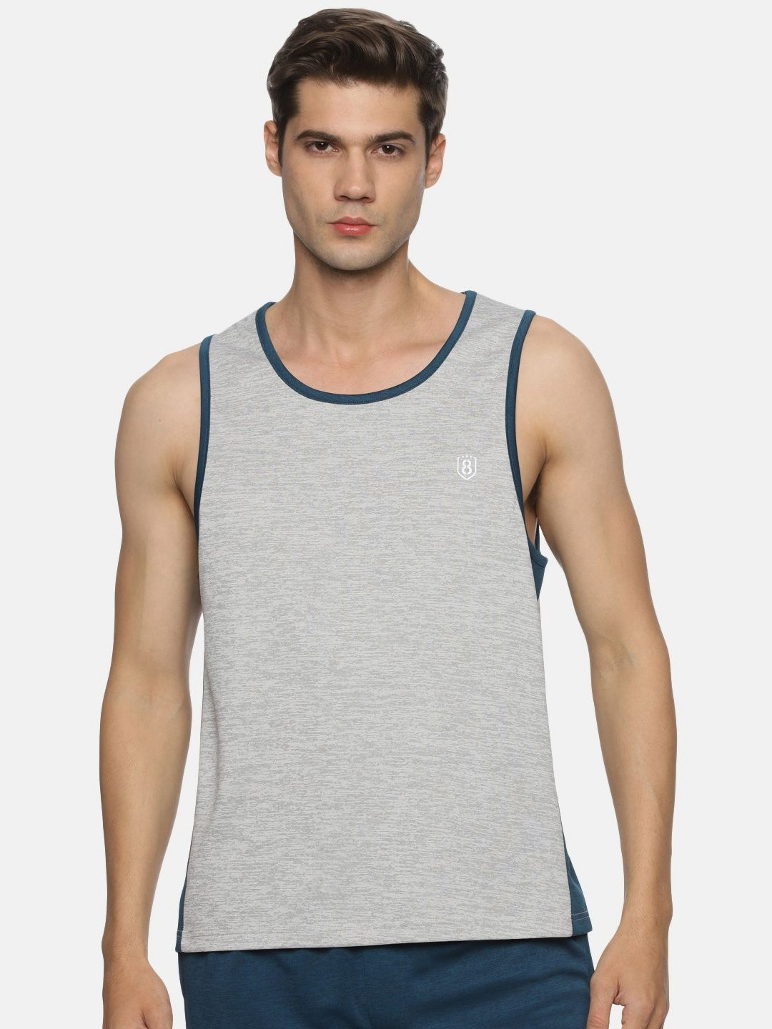 

DOMIN8 Men Raw Edge T-shirt, Grey