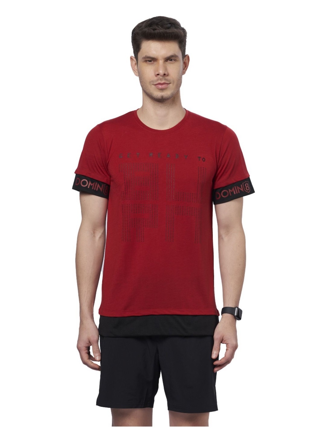 

DOMIN8 Men Pockets T-shirt, Red