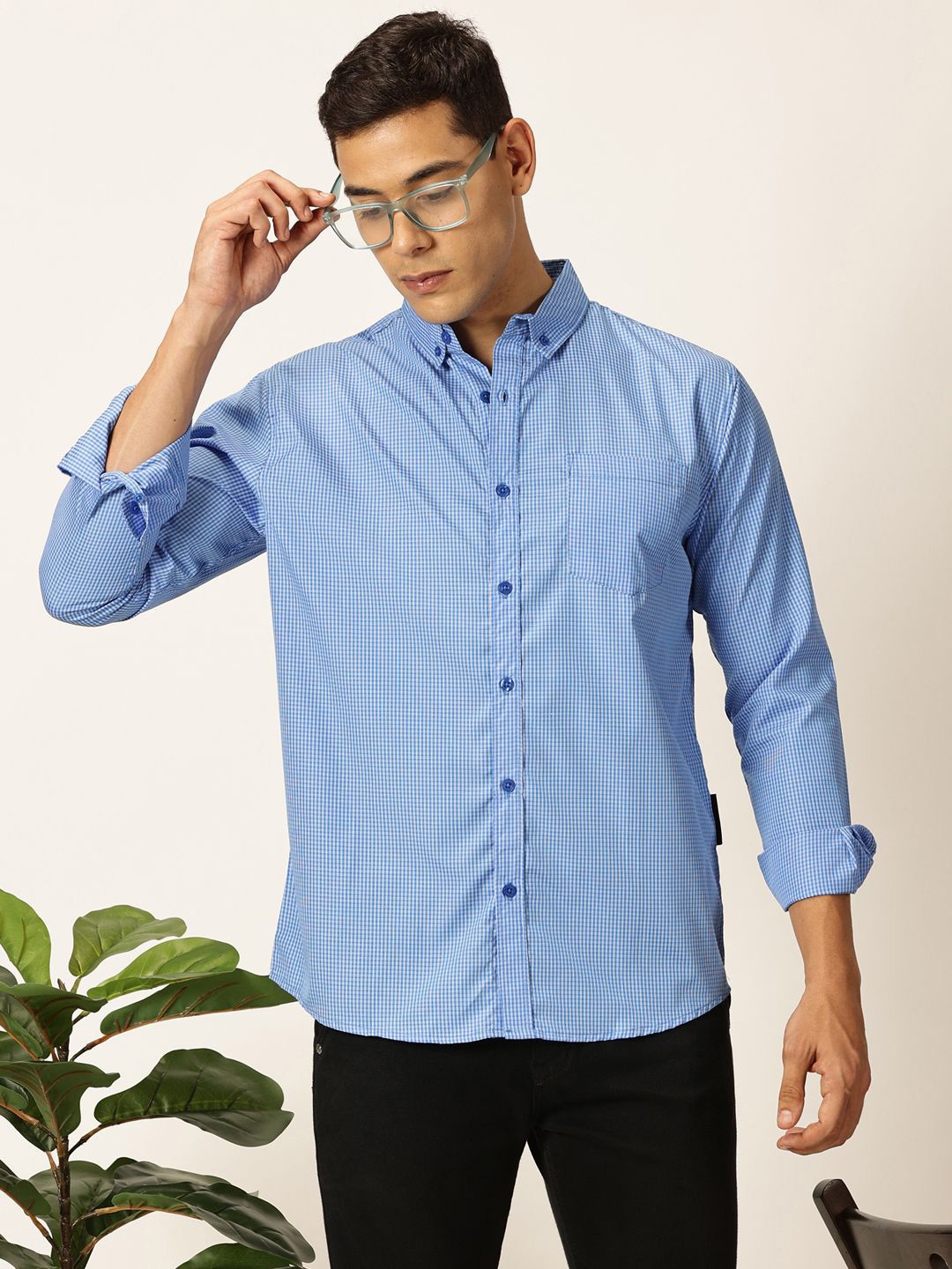 

Metronaut Men Premium Slim Fit Opaque Casual Shirt, Blue