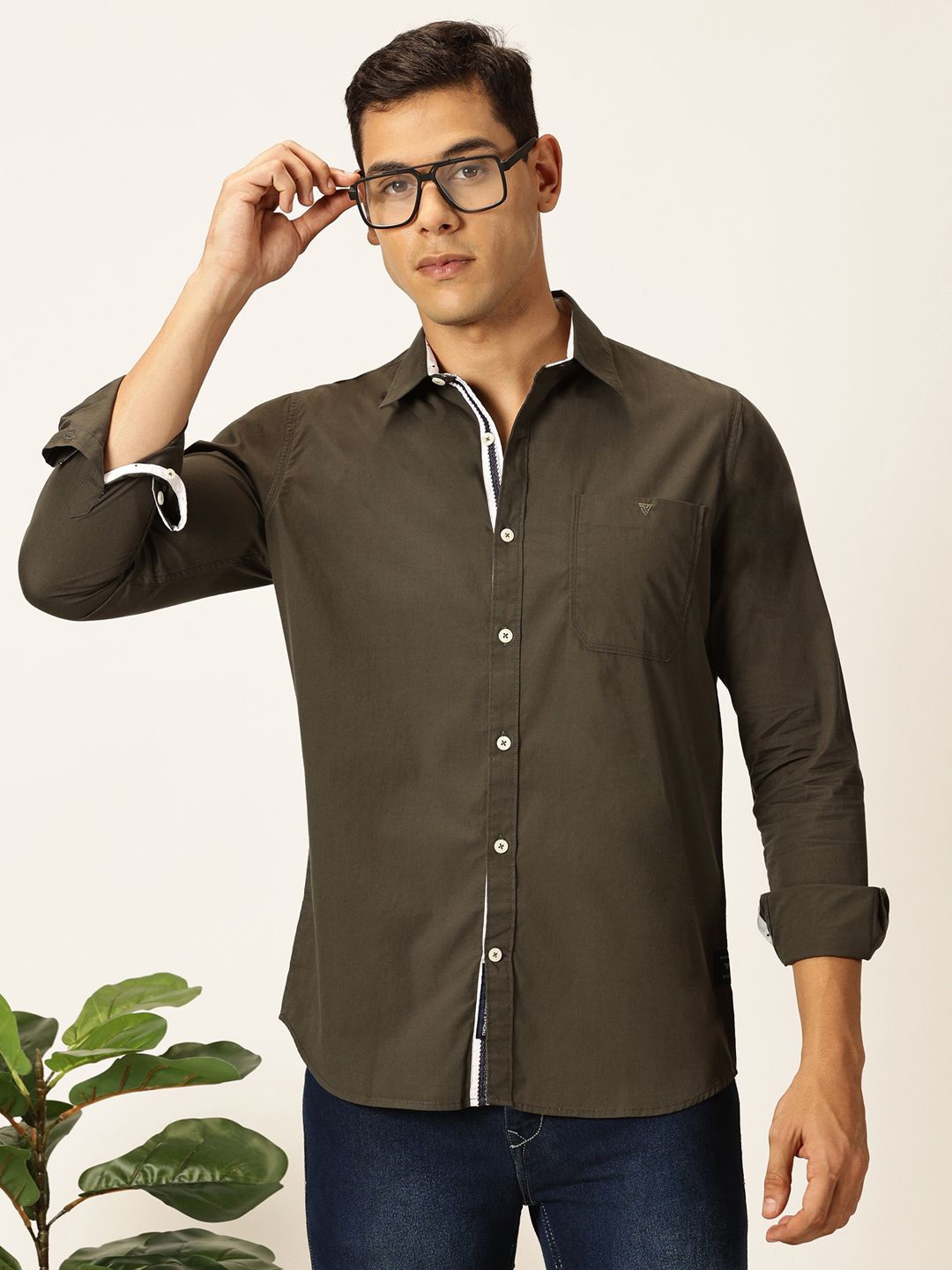 

Thomas Scott Men Premium Opaque Casual Shirt, Green